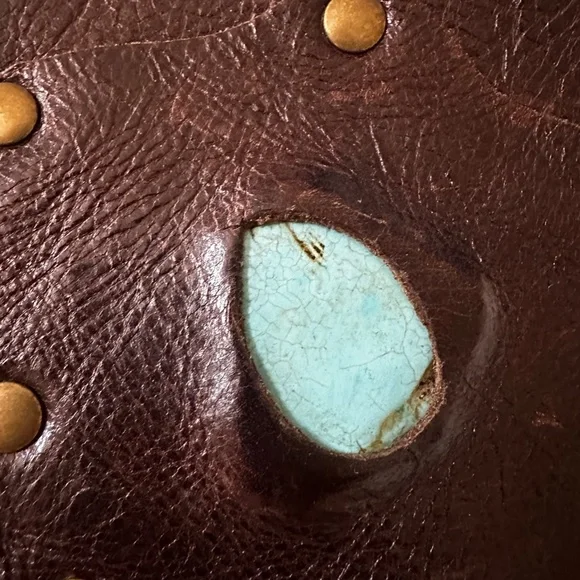 Vintage 💖 BellaAna Leather Purse with genuine turquoise inlays. 💎 One of a kind. - Picture 6 of 16